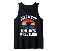 Hombre Solo un Chico Que ama la Lucha Libre Mat Sport Kids Wrestling Camiseta sin Mangas