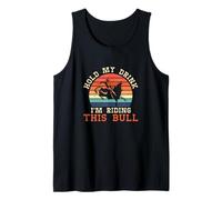 Hombre Sostén mi Bebida, Estoy Montando Este Toro, un Vaquero de Rodeo, un Jinete de toros Camiseta sin Mangas