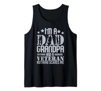 Hombre Soy papá Abuelo y un Veterano Nada me Asusta Camiseta sin Mangas