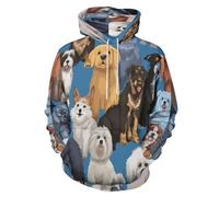 Hombre Sudadera Con Capucha, Tema De Perro Lindo Ilustración De Animal 3D Impresa Hoodies Con Bolsillo, Unisex Mujer Otoño Invierno Manga Larga Pull-Over Tops Deportes Sweatshirt Capucha, Azul