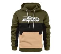 Hombre Sudadera con Capucha Warm para Fast.Furious Print Forro Polar Sherpa Sudaderas con Capucha Casual Athletic Pullover Cordón Color Block Sudadera con Capucha con Bolsillo Kanga-E||S