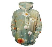 Hombre Sudaderas Con Capucha Jerséis 3D Impreso Delicadas Flores Acuarela Plantas Primavera Estampado Sudadera Jumper Mujer Jersey De Manga Larga Suave Logotipo Sweatshirt Con Bolsillo, Verde Claro
