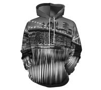 Hombre Sudaderas Con Capucha Jerséis 3D Impreso Horizonte De Nueva York Arquitectura Moderna Estampado Sudadera Jumper Mujer Jersey De Manga Larga Suave Logotipo Sweatshirt Con Bolsillo, Negro