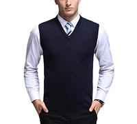 Hombre Suelto Cómodo Color Sólido Chaleco De Punto Casual V-Cuello Suéter Sin Mangas Tank Tops Armada 3XL