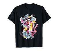 Hombre Surrealista Señalando Graffiti Retrato Pop Arte Gráfico Largo Camiseta