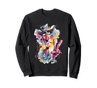 Hombre Surrealista Señalando Graffiti Retrato Pop Arte Gráfico Largo Sudadera