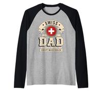 Hombre Swiss Dad Just Like A Normal Dad Except Much Cooler Camiseta Manga Raglan