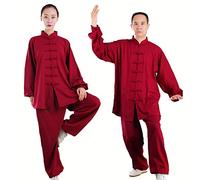 Hombre Tai chi Uniforme Artes marciale Ropa Traje de Kung fu artes marciales entrenamiento wing chun ropa para Hombre Mujer ,Red-XS