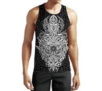 Hombre Tatuaje Vikingo Camiseta de Tirantes Mitología Nórdica Odín Guerrero 3D Impresión Gimnasio Entrenamiento Músculo Chaleco Sin Mangas
