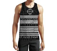 Hombre Tatuaje Vikingo Camiseta de Tirantes Mitología Nórdica Odín Guerrero 3D Impresión Gimnasio Entrenamiento Músculo Chaleco Sin Mangas