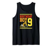 Hombre Tema de la Excavadora del camión de la construcción del niño del cumpleaños de 9 años Camiseta sin Mangas