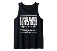 Hombre Tired Dads Coffee Club Caffeine and Chaos Funny Dad Camiseta sin Mangas