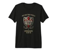 Hombre Toda la Armadura de Dios Efesios 6:10-18 Camiseta Premium