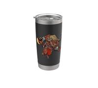 Hombre toro con cadenas y hacha de fuego - Minotauro Vaso térmico de acero inoxidable de doble pared