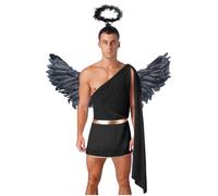 Hombre Traje Diablo Y Ángel Hombres Set Mono Sacerdote Arcángel Negro XXL