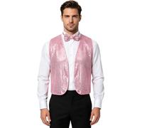 Hombre Traje Vaquero Del Oeste Chaleco De Lentejuelas Para Hombres Rosa M