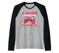 Hombre Un Gamer no envejece Sube de Nivel lujuria Gaming Camiseta Manga Raglan