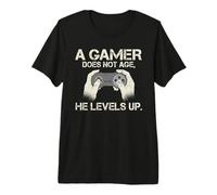 Hombre Un Gamer no envejece Sube de Nivel lujuria Gaming Camiseta Premium