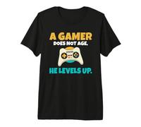 Hombre Un Gamer no envejece Sube de Nivel lujuria Gaming Camiseta Premium