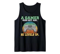 Hombre Un Gamer no envejece Sube de Nivel lujuria Gaming Camiseta sin Mangas
