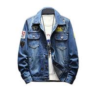 Hombre Vaqueras Jacket Moda Joven Talla Grande Chaquetas Outwear Otoño Tendencia Streetwear Abrigo De Jeans Joven Moda Vaqueros Cazadoras (Azul,XXXL)