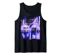 Hombre Vintage JDM Drift Racing Coches Tokio Rayo Noche Escena Camiseta sin Mangas