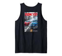 Hombre Volver Imprimir Vintage Distress JDM Drift Race Cars Tokyo Street Camiseta sin Mangas
