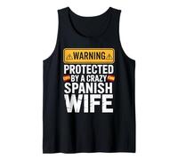 Hombre Warning Protected by A Crazy Spanish Wife Camiseta sin Mangas