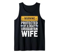 Hombre Warning Protected by A Crazy Uruguayan Wife Camiseta sin Mangas