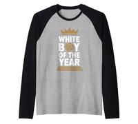 Hombre WHITE BOY OF THE YEAR Trofeo Corona Fútbol Orgullo Fan Camiseta Manga Raglan