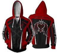 Hombre y mujer con capucha con cremallera de color Patchwork Kingdom Hearts Series Personajes de dibujos animados Cáldicos Cárdigan Sudaderas con capucha, negro, XL