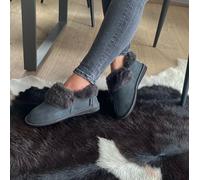 Hollert Zapatillas Canadá Piel de cordero Merino Cuero auténtico Gris Hombre y Mujer