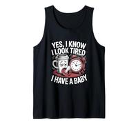 Hombre Yes I Know I Look Tired New Parents Humor Papá Día del padre Camiseta sin Mangas