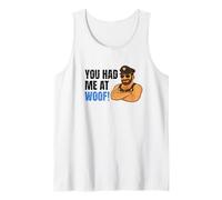 Hombre You Had Me At Woof! Muscular Barbudo Gay Oso De Cuero Daddy Camiseta sin Mangas