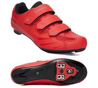 Hombre Zapatillas de Ciclismo para Mujer, Zapatillas Peloton Compatibles SPD ARC Look Delta con Tacos, Zapatillas Unisex Montar Bicicleta Interior Rojo EU 42