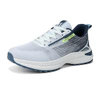 Hombre Zapatillas de Deportes Multisports Outdoor Zapatillas Deportivas Gimnasio Casual Running Fitness Sneakers,Blanco&Gris,43EU