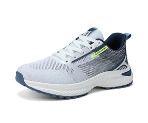 Hombre Zapatillas de Deportes Multisports Outdoor Zapatillas Deportivas Gimnasio Casual Running Fitness Sneakers,Blanco&Gris,43EU
