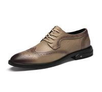 Hombre Zapatos Derby Dos Tonos - Detalle Brogue Con Cordones Vestido Formal Calzado for Boda Negocios Casual Negro Caqui Gris(Khaki,42 EU)