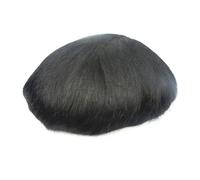 Hombres # 1B Off Black Toupee for hombres Piezas de repuesto for Pieza cabello 100% humano real europeo Sistema encaje y PU Postizo(7x9)