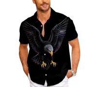 Hombres 3D Animal Salvaje impresión Campamento Cuello Manga Corta botón Arriba Camisa león Leopardo Oso Zorro Verano Casual Hawaiano Camisa