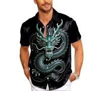 Hombres 3D Animal Salvaje impresión Campamento Cuello Manga Corta botón Arriba Camisa león Leopardo Oso Zorro Verano Casual Hawaiano Camisa