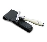 Hombres Afeitado Classic de Maquinilla de Afeitar en marfil color & Funda de piel real | Men 's Shaving & Grooming > Hombre Travel Essentials - Regalo para él