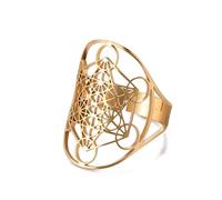 Hombres Arcángel Metatron Anillo Ajustable Seis Manifold Metatron's Cube Símbolo Sagrado Geométrico Protección Amuleto Mujeres Anillo de Declaración