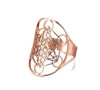 Hombres Arcángel Metatron Anillo Ajustable Seis Manifold Metatron's Cube Símbolo Sagrado Geométrico Protección Amuleto Mujeres Anillo de Declaración