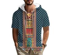 Hombres Boho étnico Floral gráfico algodón Lino Camisa con Capucha Retro Bordado Mirar Flor Tribal Imprimir Manga Corta botón Arriba Vacaciones al Aire Libre Top