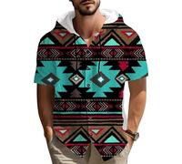 Hombres Boho étnico Floral gráfico algodón Lino Camisa con Capucha Retro Bordado Mirar Flor Tribal Imprimir Manga Corta botón Arriba Vacaciones al Aire Libre Top