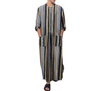 Hombres Caftán Verano Islam Musulmán Estampado Túnica Colorida Árabe Islámica Ropa India Musulmana África Dubai Thobe para Hombres Talla Grande 4XL, azul, 4XL