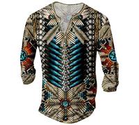 Hombres Camiseta 2026 India Impresión Digital 3D Camisa Casual Camisa Camiseta de Manga Larga Para Hombre Algodón Oversize Camiseta Blanca, marrón, XXS