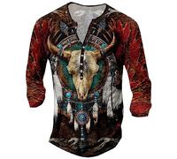 Hombres Camiseta 2026 India Impresión Digital 3D Camisa Casual Camisa Camiseta de Manga Larga Para Hombre Algodón Oversize Camiseta Blanca, Vino, XS
