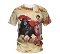 Hombres Camiseta Taurina Española Toro España Toro 3D Impreso Blusa Manga Corta Tops Pelea De Ganado Cuello Redondo Moda Calle Ropa Cool Camisetas
